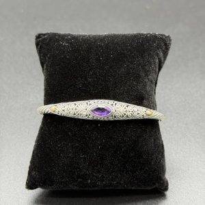 Amethyst And 18K Gold Accent Cuff