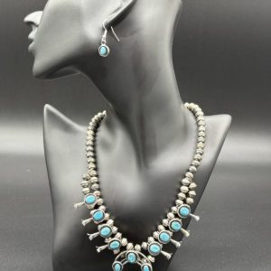 Navajo Handmade Necklace And Earring Set